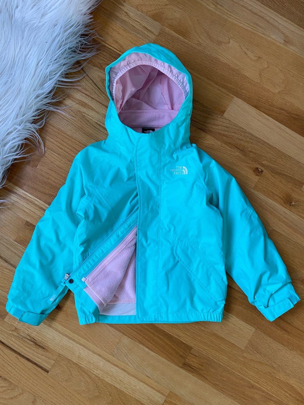 The North Face Kira Triclimate Jacket Teal Rain Jacket & Pink Fleece 3 in 1 4T